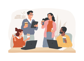 Poster - Morning in the office isolated cartoon vector illustrations.