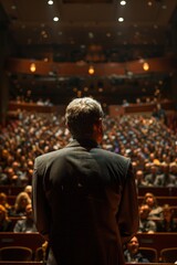 Wall Mural - Speaker Addressing a Large Audience in a Modern Auditorium During a Conference or Seminar