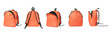 © New Africa - Bright orange backpack isolated on white, view from different sides