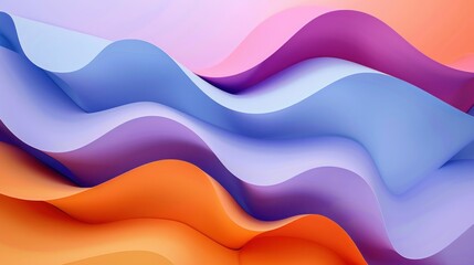 Wall Mural - Colorful abstract background with wavy lines in different shades of blue, orange and pink for artistic design project