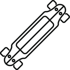 Sticker - Line drawing of a longboard deck showing the underside and wheels