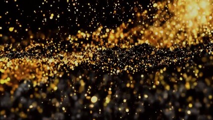 Canvas Print - golden glitter particles on black background
