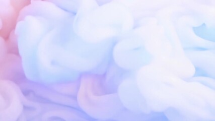 Poster - Soft, flowing swirls of purple and blue paint mix in water, creating a beautiful abstract background.