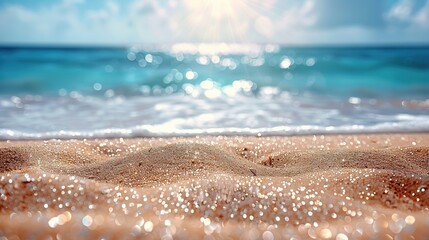 Poster - Beach Sand with Ocean and Sun