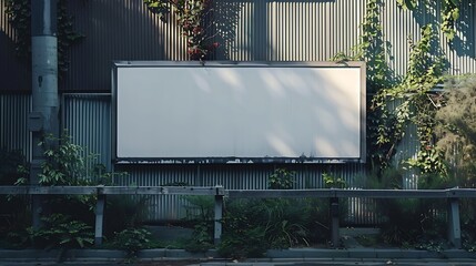 Aufkleber - Advertisement blank long horizontal billboard with copy space for commercial info fixed on urban fence front view : Generative AI