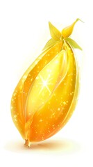 a 4d cartoon carambola with a twinkling star looki 63 2926 fruit, food, isolated, lemon, orange, yel