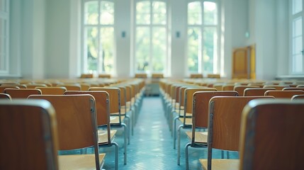 Aufkleber - Empty university classroom without student University Classroom background : Generative AI