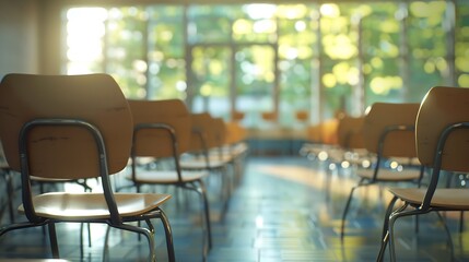 Aufkleber - Empty classroom with chairs Conference room Back to school Indoor : Generative AI