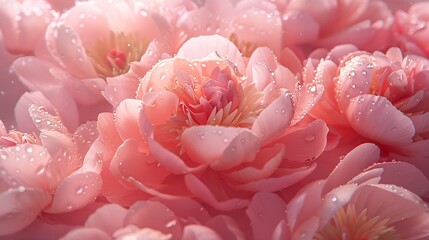 Poster - Peony flowers and peony petals after rain    Floral background  Closeup Nature : Generative AI