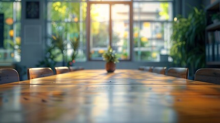 Poster - look out from the table blur image of empty classroom as background : generative ai