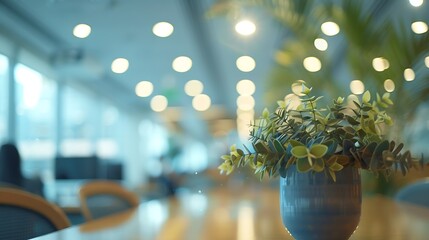 Aufkleber - employees blur in the workplace in office with computer or shallow depth of focus of abstract background : Generative AI