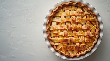 Poster - Baking dish with raw apple pie isolated on white : Generative AI