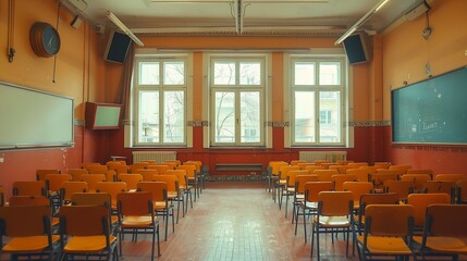 Aufkleber - empty classroom retro style : Generative AI