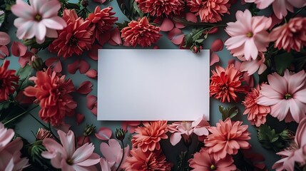 Aufkleber - Blank paper card postcard mockup with copy space an aesthetic greeting holiday postcard floral template : Generative AI