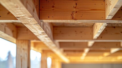 Aufkleber - The new construction boom in Spain is the construction of houses with a wooden structure here are some unique construction details : Generative AI
