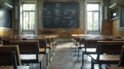 Aufkleber - Empty university classroom without student University Classroom background : Generative AI