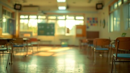 Poster - blur image of empty classroom : generative ai