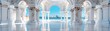 © Siripong - Elegant white marble columns and arches leading to a stunning ocean view, blending classical architecture with serene coastal scenery.