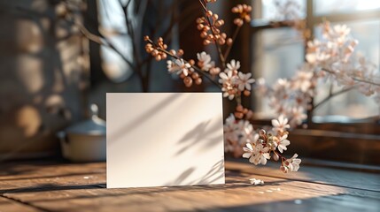 Aufkleber - Blank paper card postcard mockup with copy space an aesthetic greeting holiday postcard floral template : Generative AI