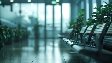 Poster - Empty departure lounge in airport : Generative AI