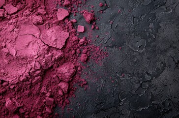 Sticker - Vibrant pink makeup powder on black background