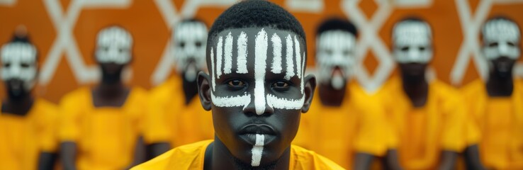 Sticker - Tribal face paint on young african man