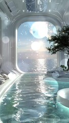 Wall Mural - astral retreat indulge in opulence in a space station seamless looping overlay 4k virtual video anim