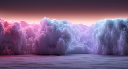 Poster - Surreal landscape of glowing pink and blue clouds