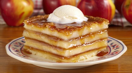 Wall Mural - delicious apple pie with ice cream