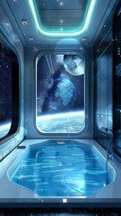 Wall Mural - galactic escape retreat to tranquility in a space seamless looping overlay 4k virtual video animatio