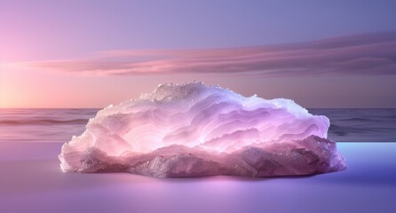 Wall Mural - Serene winter landscape with glowing ice formation