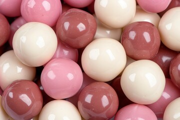 Wall Mural - Assortment of pink and white candy balls