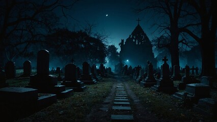 cemetery at night