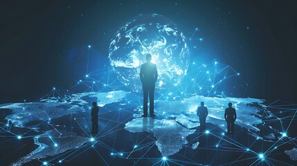 Poster - Global Leadership Businessman Connecting the world through technology Connection and collaboration. AI generated