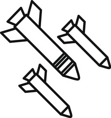 Canvas Print - Line art illustration of three missiles flying through the air