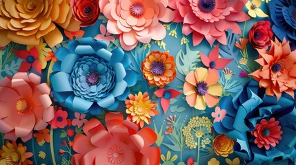 Sticker - Vibrant floral paper backdrop in a charming design