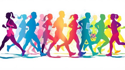 Wall Mural - colorful running people vector