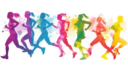 colorful running people vector