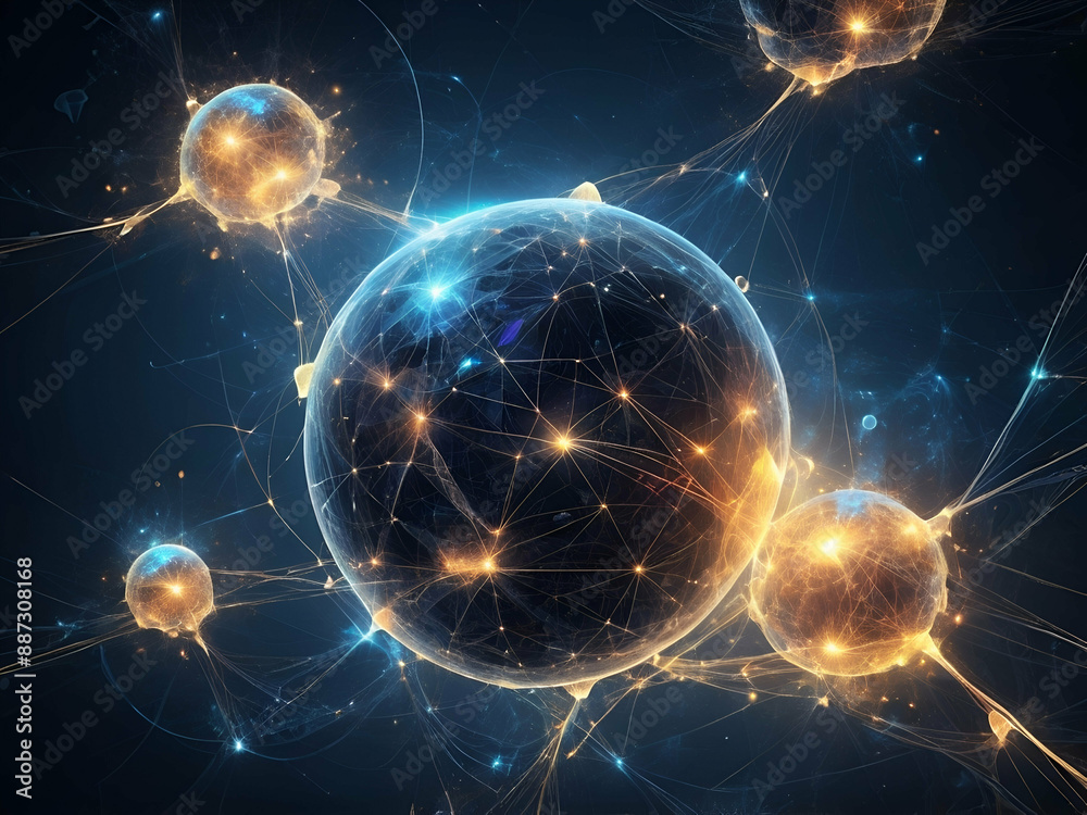 abstract glowing Connected World series. Composition of network ...