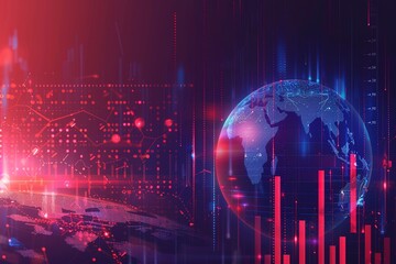 Poster - A colorful, abstract background with a globe in the center