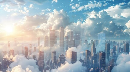 Poster - Cityscape Above the Clouds