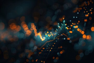 Poster - a blurry image of a graph with orange and blue lines