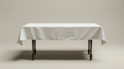 Sticker - White Tablecloth on a Wooden Table