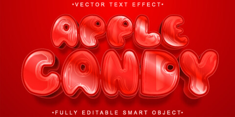 Poster - Shiny Red Apple Candy Vector Fully Editable Smart Object Text Effect