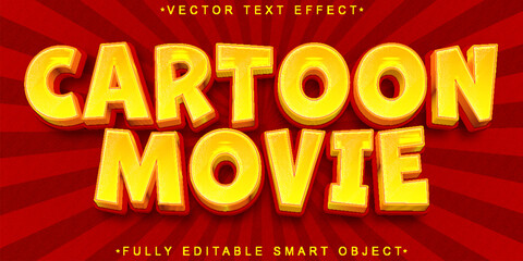 Poster - Yellow Cartoon Movie Vector Fully Editable Smart Object Text Effect