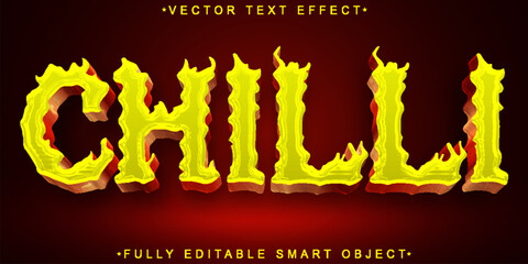 Sticker - Orange Fire Chilli Vector Fully Editable Smart Object Text Effect