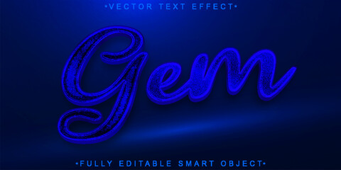 Poster - Blue Diamond Shiny Glitter Luxuy Gem Vector Fully Editable Smart Object Text Effect