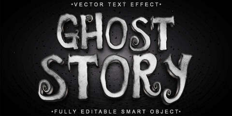 Poster - horror dark silver ghost vector fully editable smart object text effect