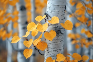 Wall Mural - A tree with yellow leaves is the main focus of the image