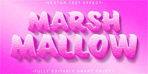 Poster - Soft Pink Marshmallow Vector Fully Editable Smart Object Text Effect